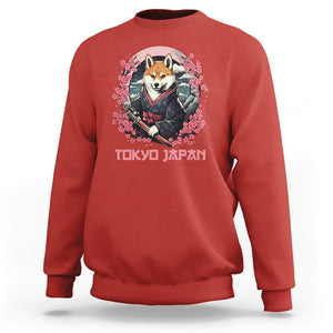 Shiba Inu Sweatshirt Tokyo Japan Aesthetic Sakura Japanese Cherry Blossoms TS09 Red Printyourwear