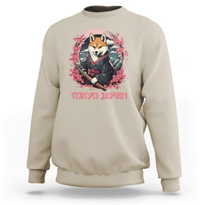 Shiba Inu Sweatshirt Tokyo Japan Aesthetic Sakura Japanese Cherry Blossoms TS09 Sand Printyourwear