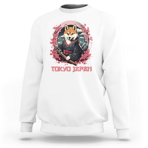 Shiba Inu Sweatshirt Tokyo Japan Aesthetic Sakura Japanese Cherry Blossoms TS09 White Printyourwear