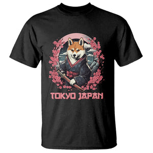 Shiba Inu T Shirt Tokyo Japan Aesthetic Sakura Japanese Cherry Blossoms TS09 Black Printyourwear