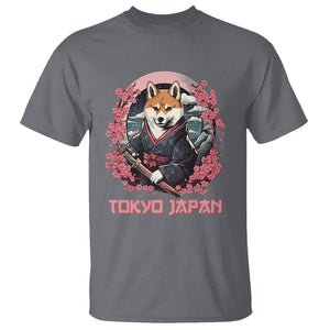 Shiba Inu T Shirt Tokyo Japan Aesthetic Sakura Japanese Cherry Blossoms TS09 Charcoal Printyourwear