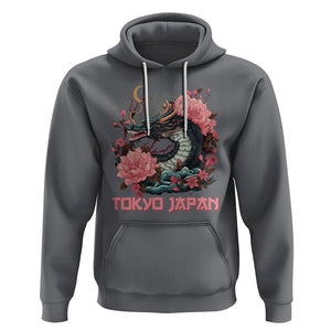 Tokyo Japan Dragon Hoodie Asian Inspired Retro Aesthetic Sakura Japanese Cherry Blossoms TS09 Charcoal Printyourwear