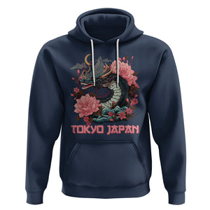 Tokyo Japan Dragon Hoodie Asian Inspired Retro Aesthetic Sakura Japanese Cherry Blossoms TS09 Navy Printyourwear