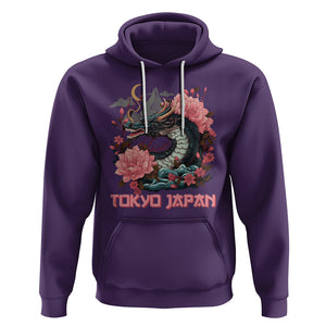 Tokyo Japan Dragon Hoodie Asian Inspired Retro Aesthetic Sakura Japanese Cherry Blossoms TS09 Purple Printyourwear