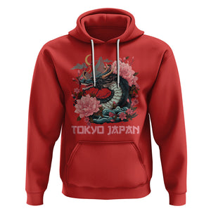 Tokyo Japan Dragon Hoodie Asian Inspired Retro Aesthetic Sakura Japanese Cherry Blossoms TS09 Red Printyourwear