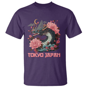 Tokyo Japan Dragon T Shirt Asian Inspired Retro Aesthetic Sakura Japanese Cherry Blossoms TS09 Purple Printyourwear