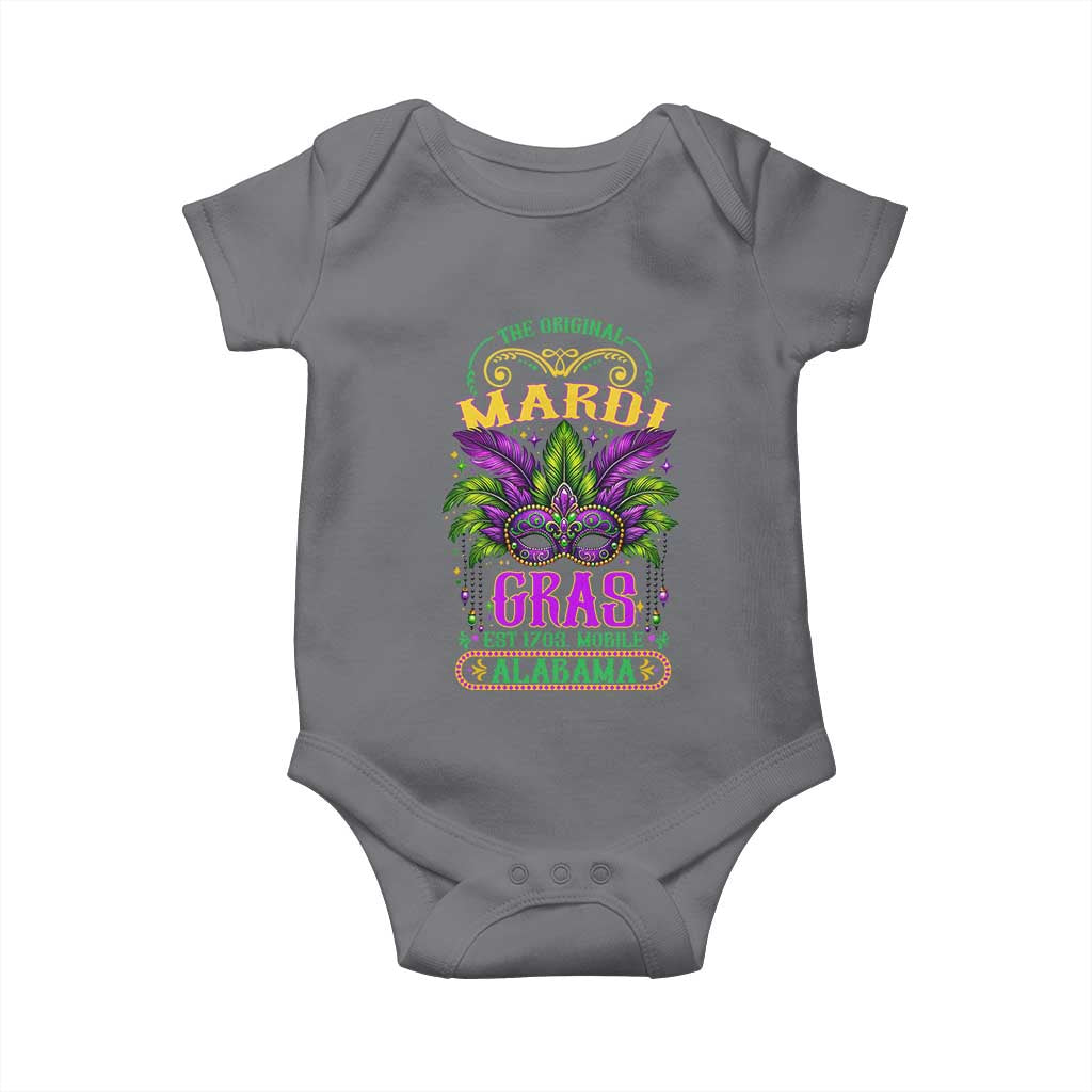 The Original Mardi Gras Mobile Alabama 1703 Baby Onesie TS09 Charcoal Print Your Wear