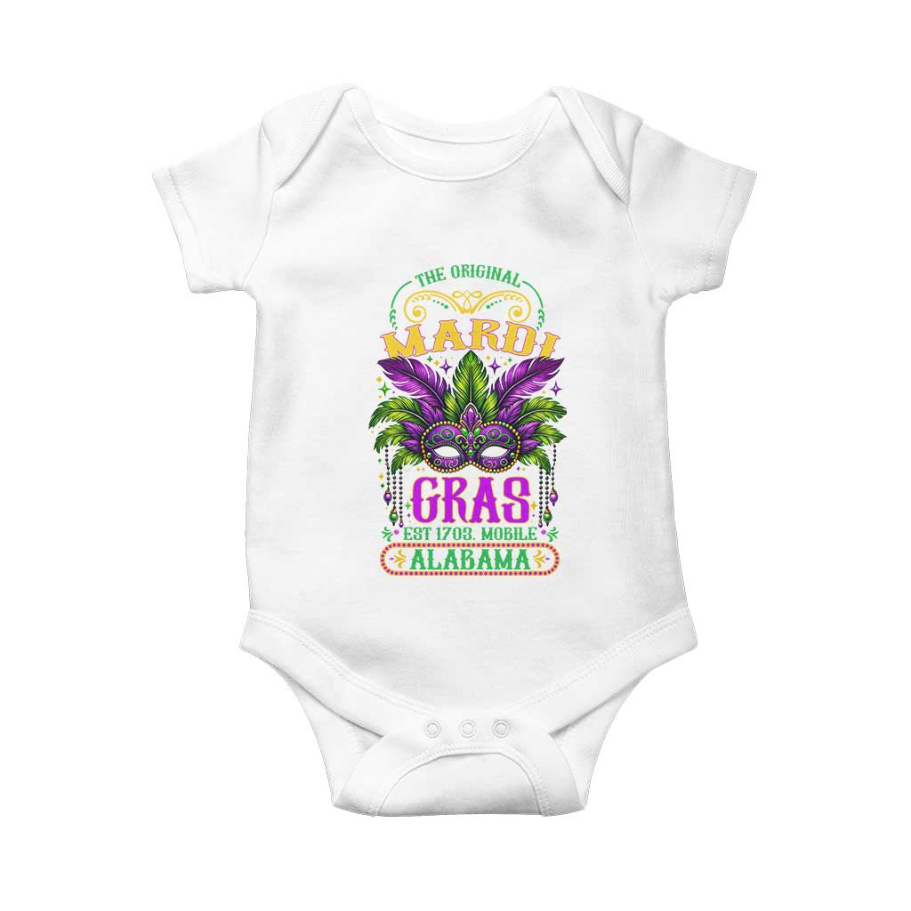 The Original Mardi Gras Mobile Alabama 1703 Baby Onesie TS09 White Print Your Wear