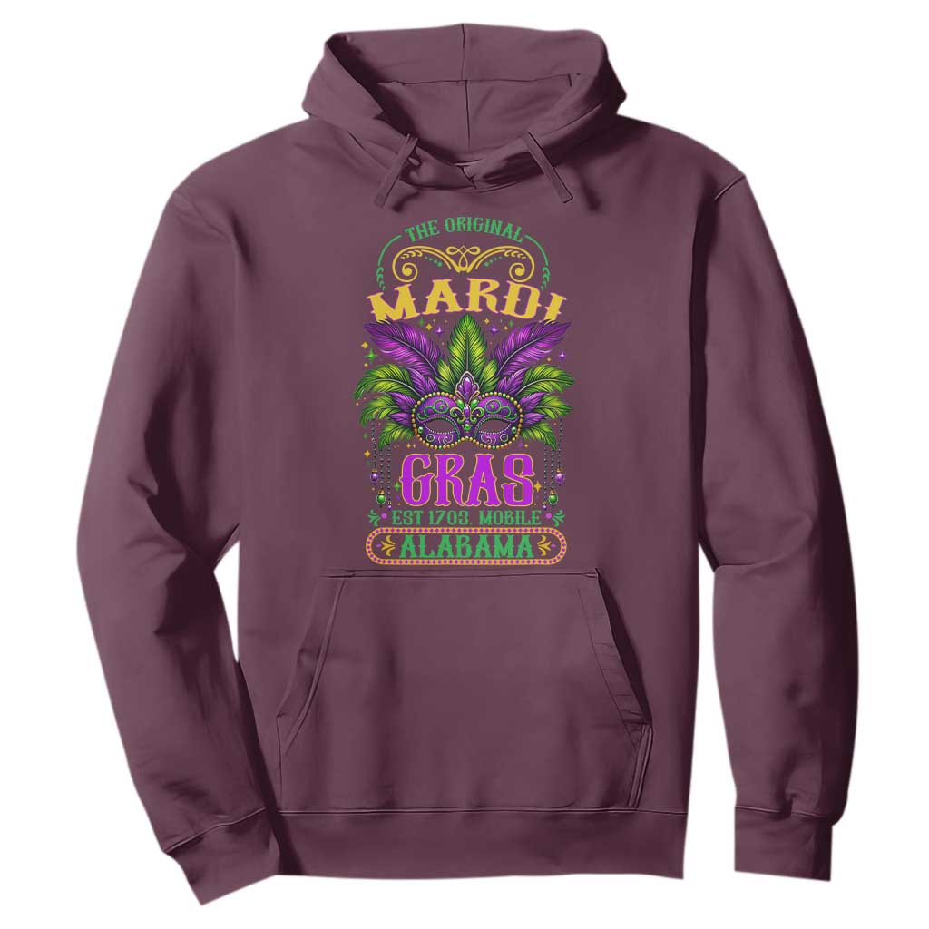 The Original Mardi Gras Mobile Alabama 1703 Hoodie TS09 Maroon Print Your Wear
