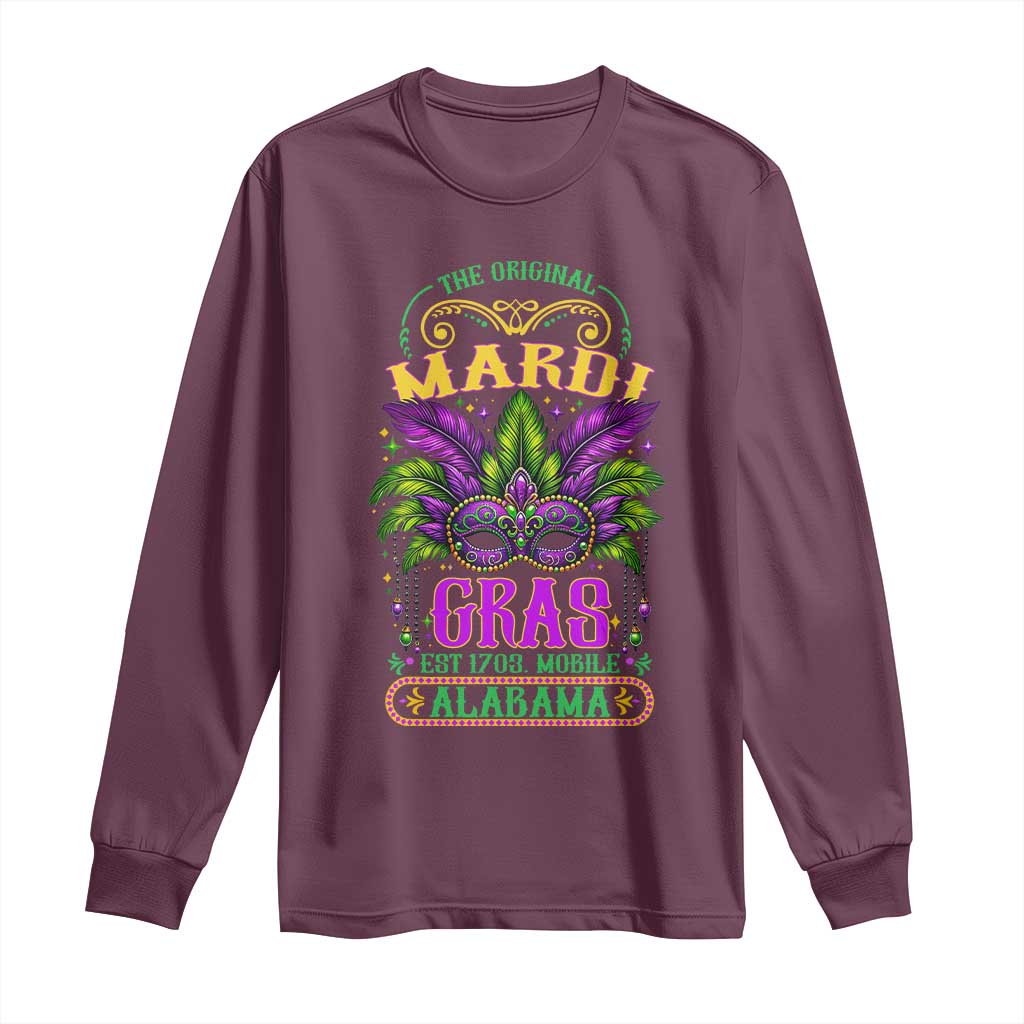 The Original Mardi Gras Mobile Alabama 1703 Long Sleeve Shirt TS09 Maroon Print Your Wear