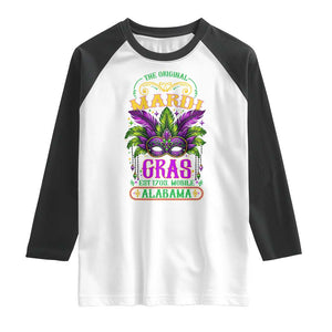 The Original Mardi Gras Mobile Alabama 1703 Raglan Shirt TS09 White Black Print Your Wear