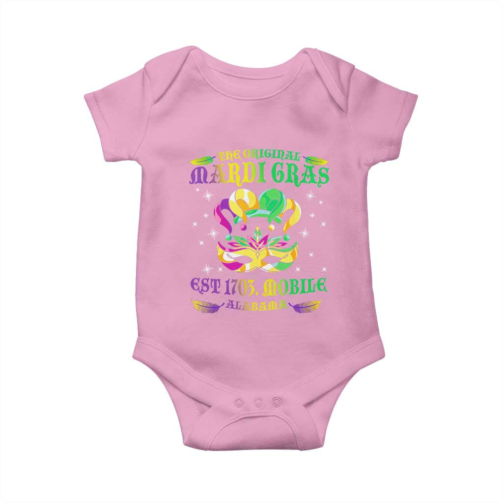 The Original Mardi Gras Baby Onesie Mobile Alabama 1703 TS09 Light Pink Print Your Wear
