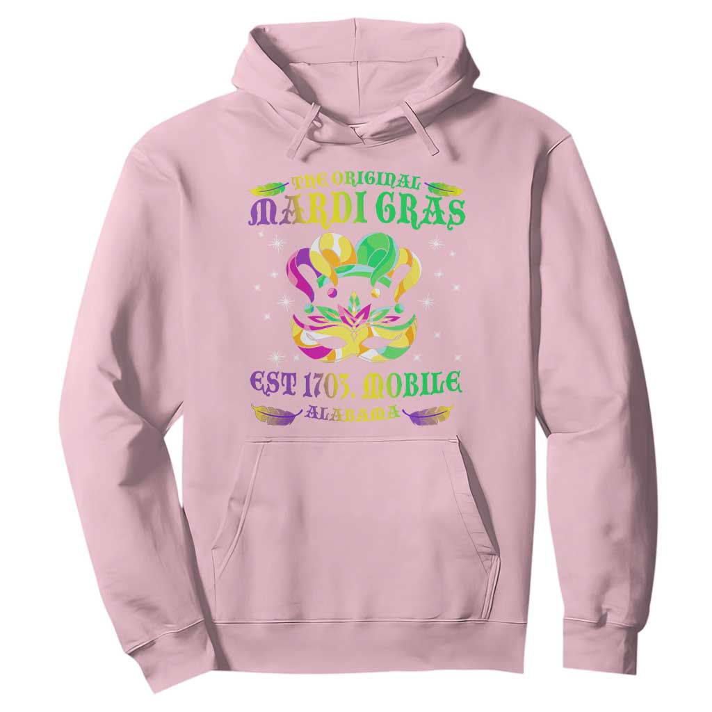 The Original Mardi Gras Hoodie Mobile Alabama 1703 TS09 Light Pink Print Your Wear