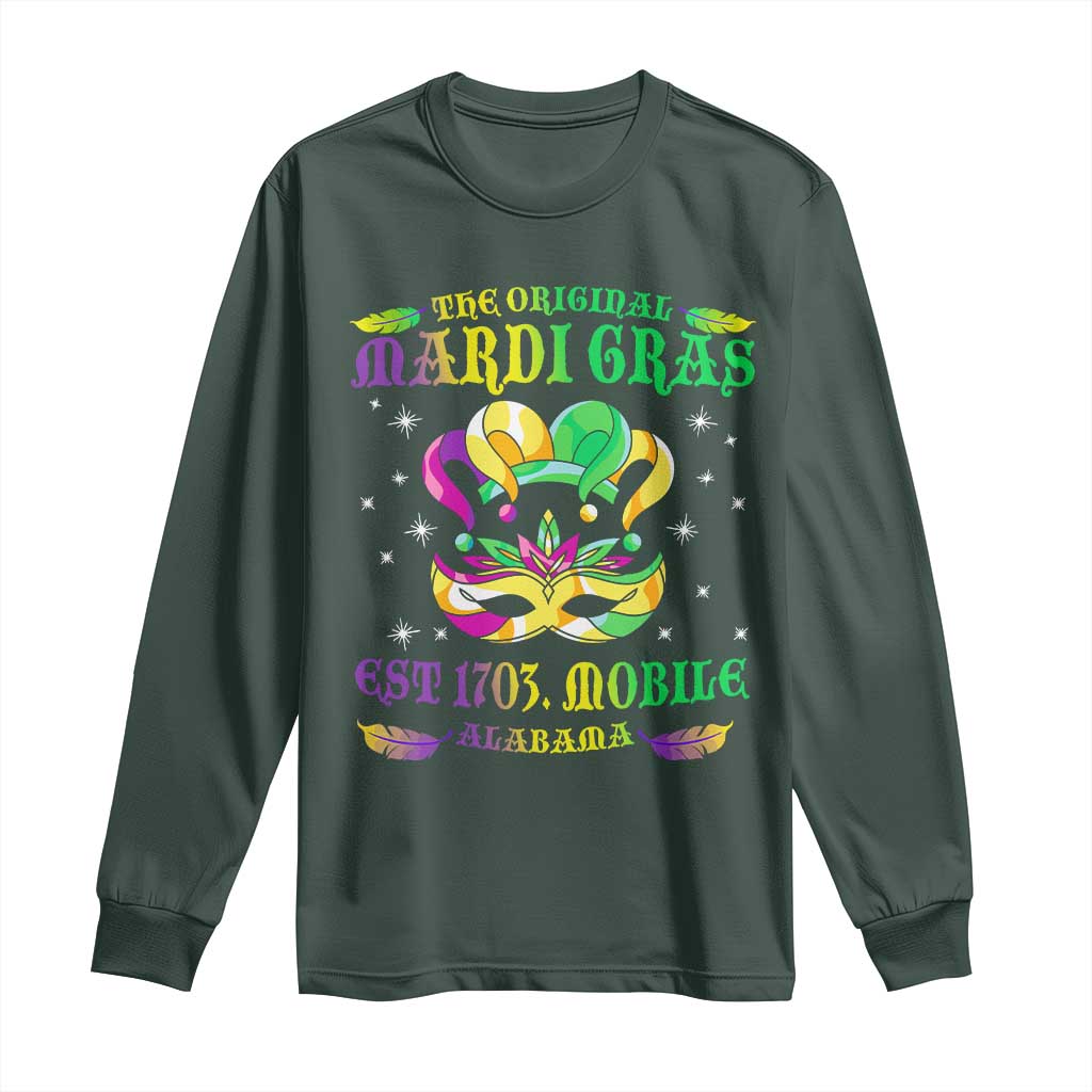 The Original Mardi Gras Long Sleeve Shirt Mobile Alabama 1703 TS09 Dark Forest Green Print Your Wear