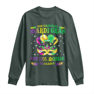 The Original Mardi Gras Long Sleeve Shirt Mobile Alabama 1703 TS09 Dark Forest Green Print Your Wear