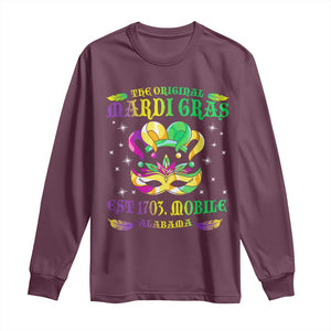 The Original Mardi Gras Long Sleeve Shirt Mobile Alabama 1703 TS09 Maroon Print Your Wear