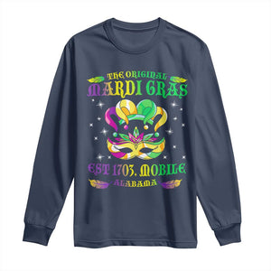 The Original Mardi Gras Long Sleeve Shirt Mobile Alabama 1703 TS09 Navy Print Your Wear