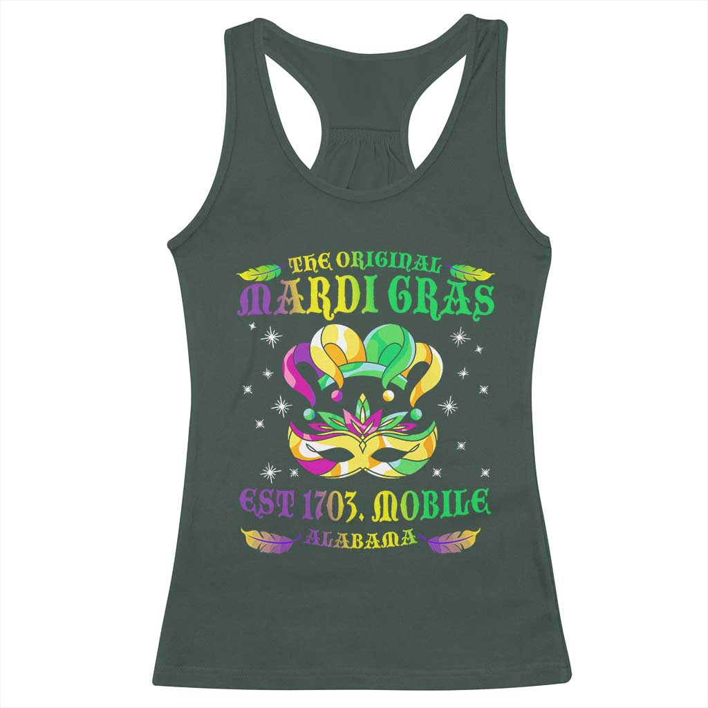 The Original Mardi Gras Racerback Tank Top Mobile Alabama 1703 TS09 Dark Forest Green Print Your Wear