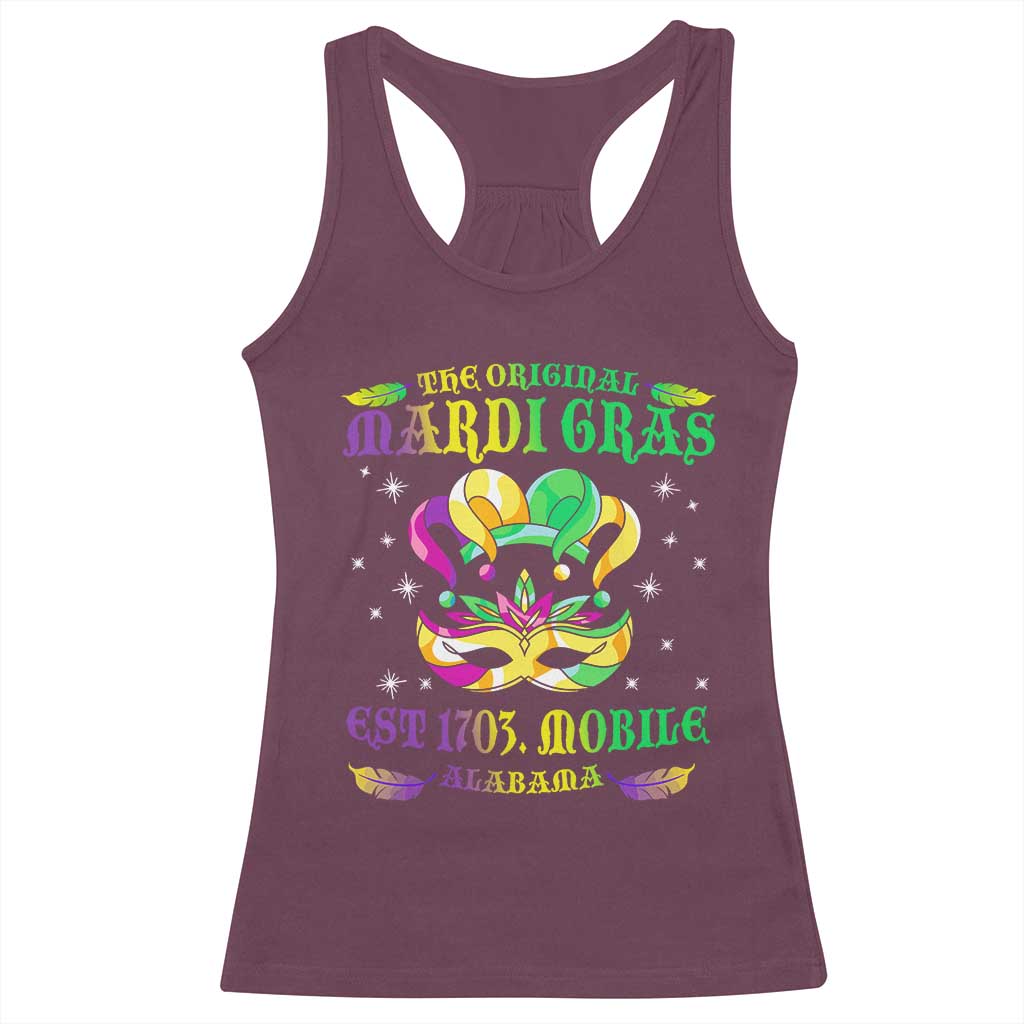 The Original Mardi Gras Racerback Tank Top Mobile Alabama 1703 TS09 Maroon Print Your Wear