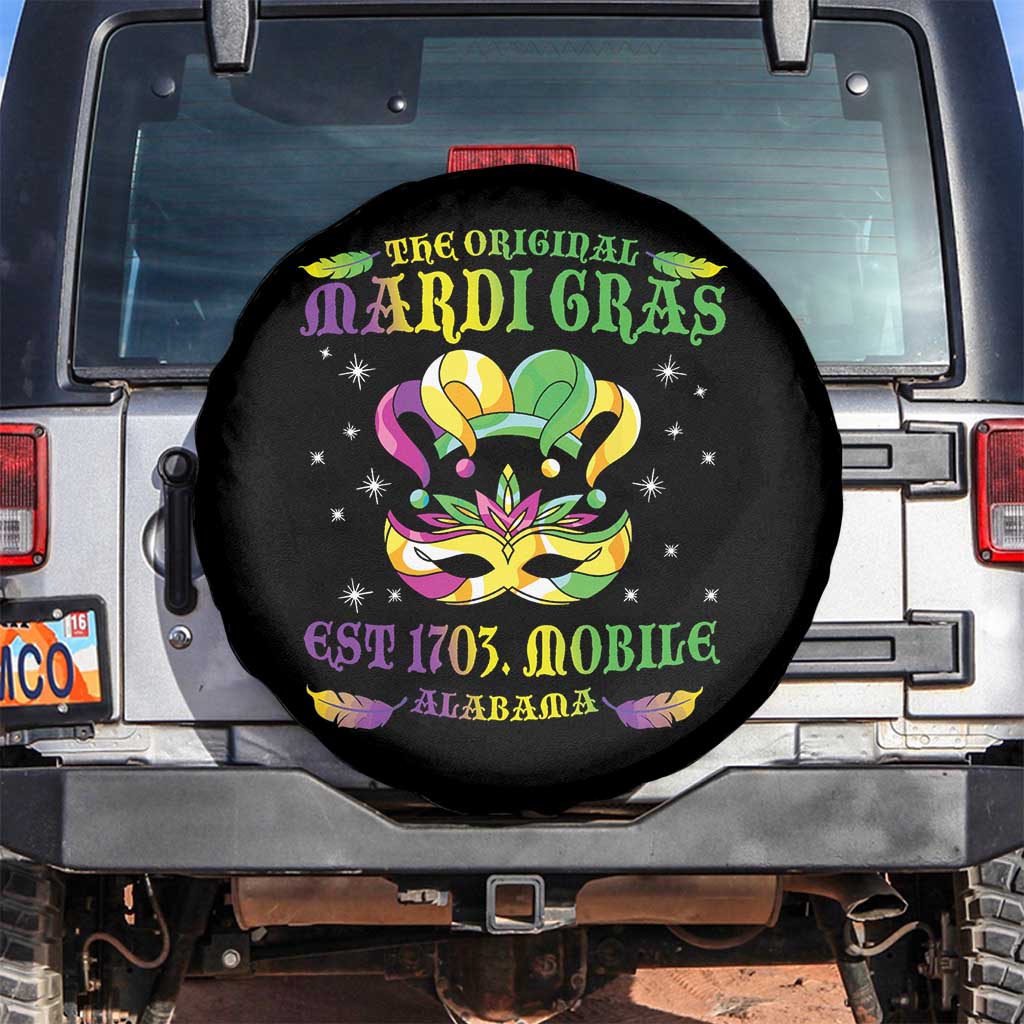 The Original Mardi Gras Spare Tire Cover Mobile Alabama 1703 TS09 No hole Black Print Your Wear
