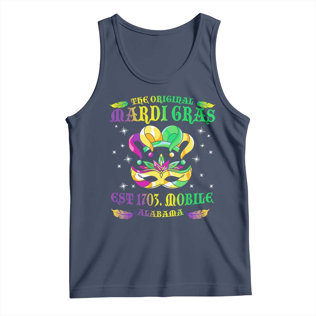 The Original Mardi Gras Tank Top Mobile Alabama 1703 TS09 Navy Print Your Wear
