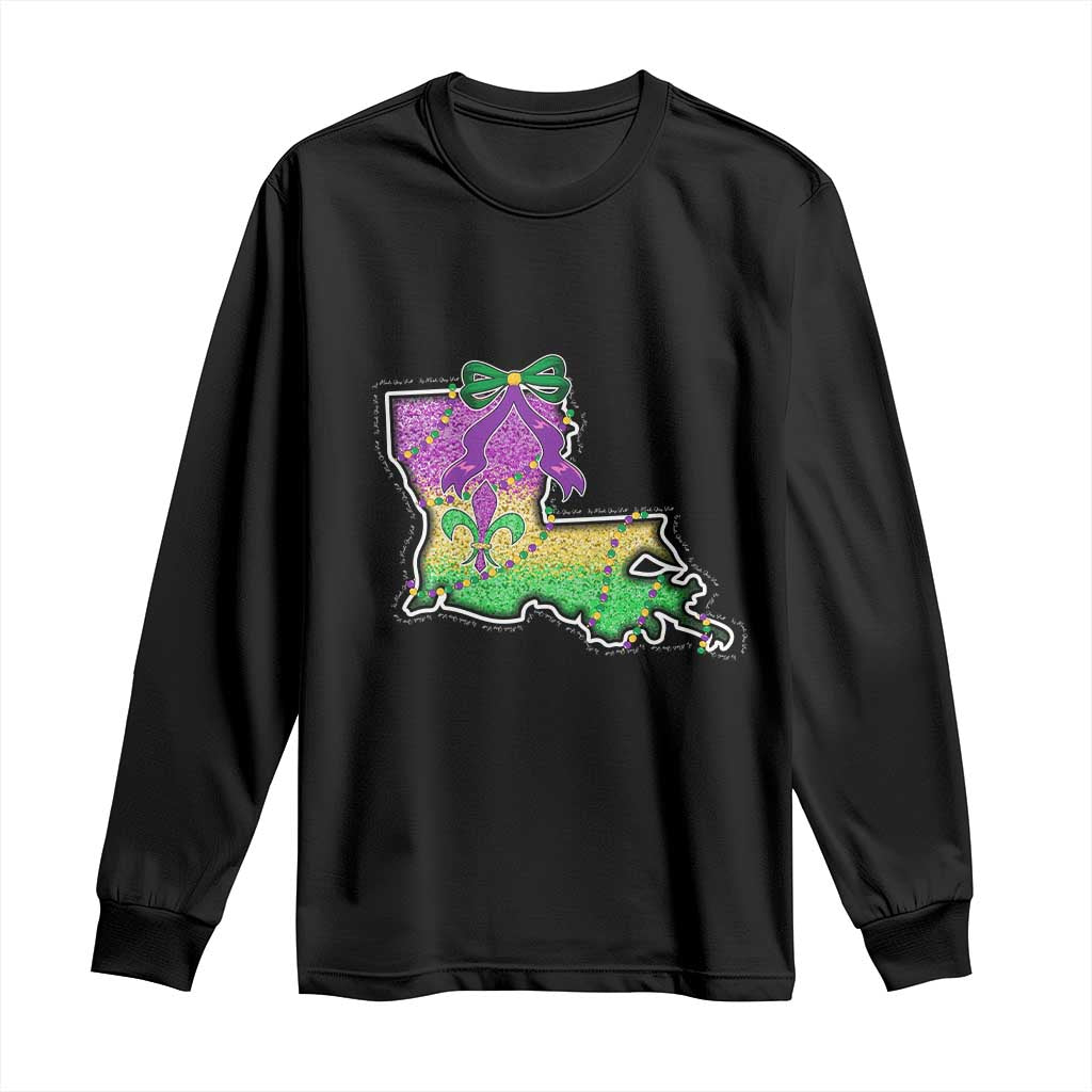 Louisiana Mardi Gras Coquette Long Sleeve Shirt TS09 Black Print Your Wear