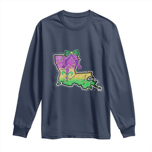 Louisiana Mardi Gras Coquette Long Sleeve Shirt TS09 Navy Print Your Wear