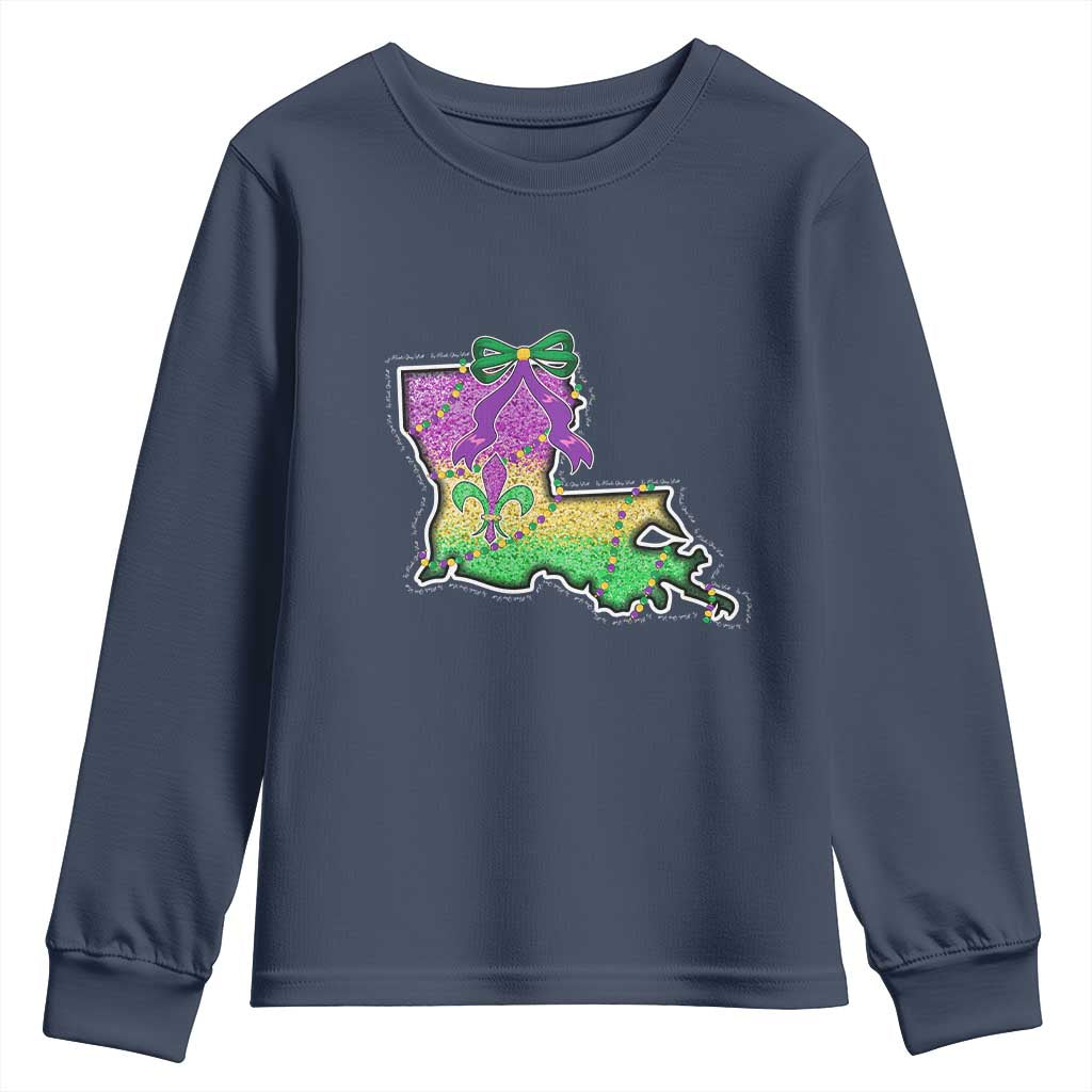 Louisiana Mardi Gras Coquette Youth Sweatshirt TS09 Navy Print Your Wear