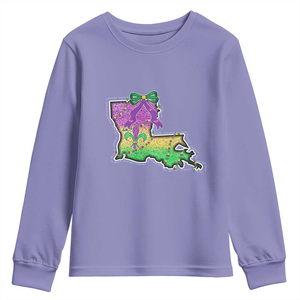 Louisiana Mardi Gras Coquette Youth Sweatshirt TS09 Violet Print Your Wear