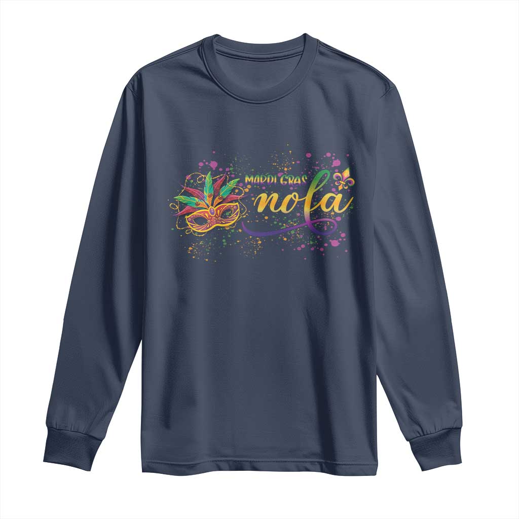 Mardi Gras Long Sleeve Shirt NOLA New Orleans Louisiana TS09 Navy Print Your Wear