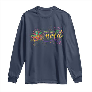 Mardi Gras Long Sleeve Shirt NOLA New Orleans Louisiana TS09 Navy Print Your Wear