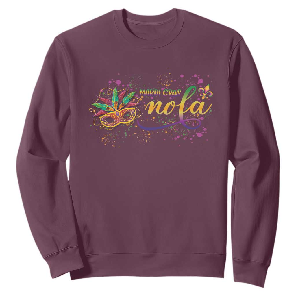 Mardi Gras Sweatshirt NOLA New Orleans Louisiana TS09 Maroon Print Your Wear