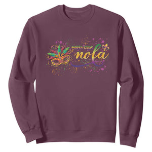 Mardi Gras Sweatshirt NOLA New Orleans Louisiana TS09 Maroon Print Your Wear