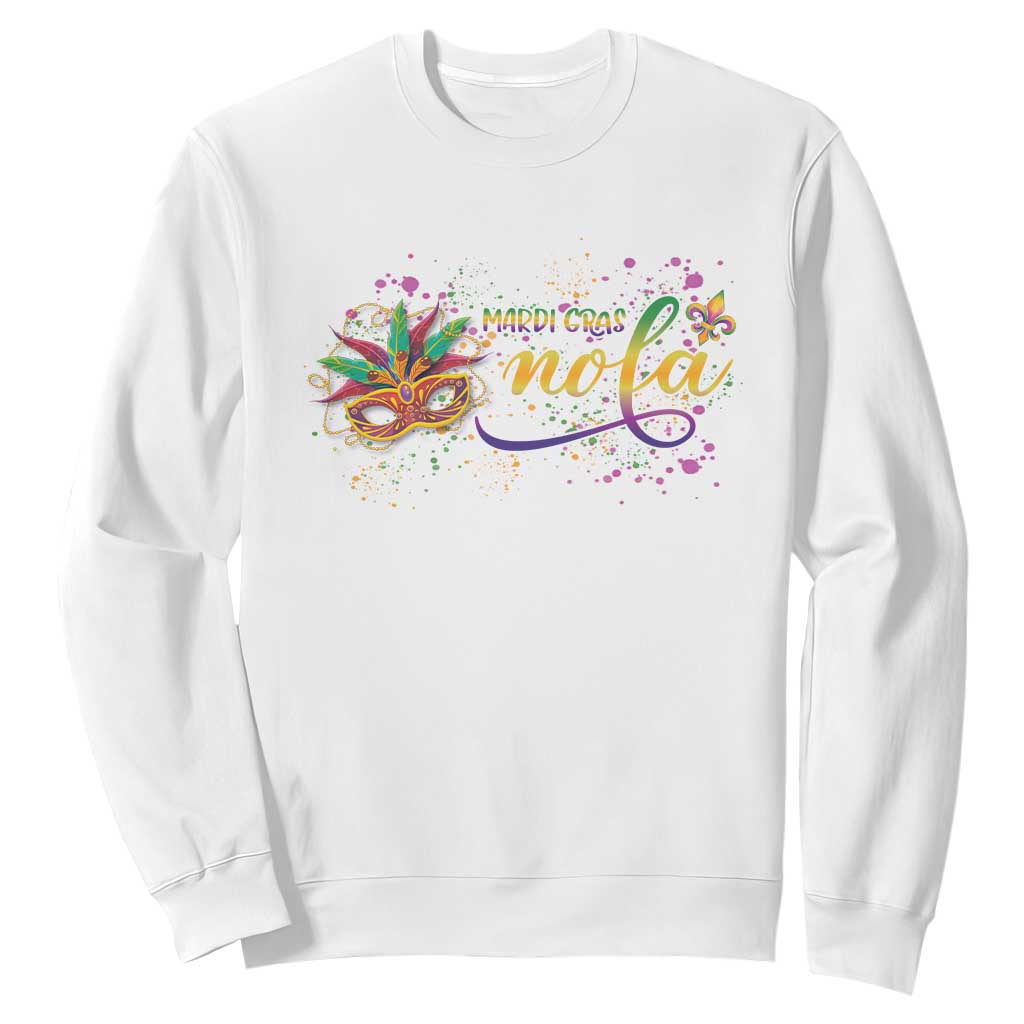 Mardi Gras Sweatshirt NOLA New Orleans Louisiana TS09 White Print Your Wear