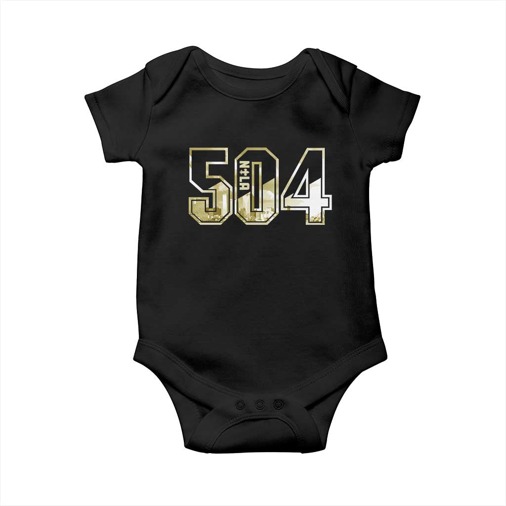 504 NOLA New Orleans Louisiana Baby Onesie TS09 Black Print Your Wear