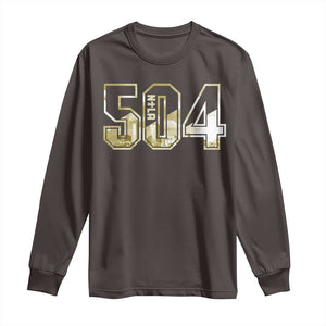 504 NOLA New Orleans Louisiana Long Sleeve Shirt TS09 Dark Chocolate Print Your Wear