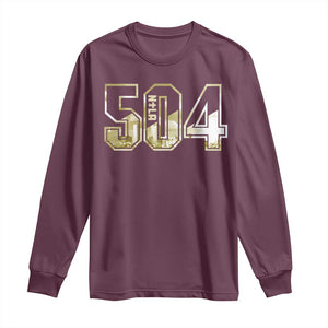 504 NOLA New Orleans Louisiana Long Sleeve Shirt TS09 Maroon Print Your Wear