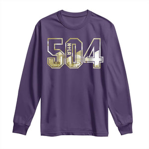 504 NOLA New Orleans Louisiana Long Sleeve Shirt TS09 Purple Print Your Wear