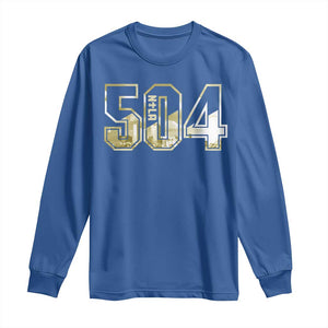 504 NOLA New Orleans Louisiana Long Sleeve Shirt TS09 Royal Blue Print Your Wear