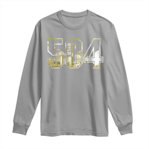 504 NOLA New Orleans Louisiana Long Sleeve Shirt TS09 Sport Gray Print Your Wear