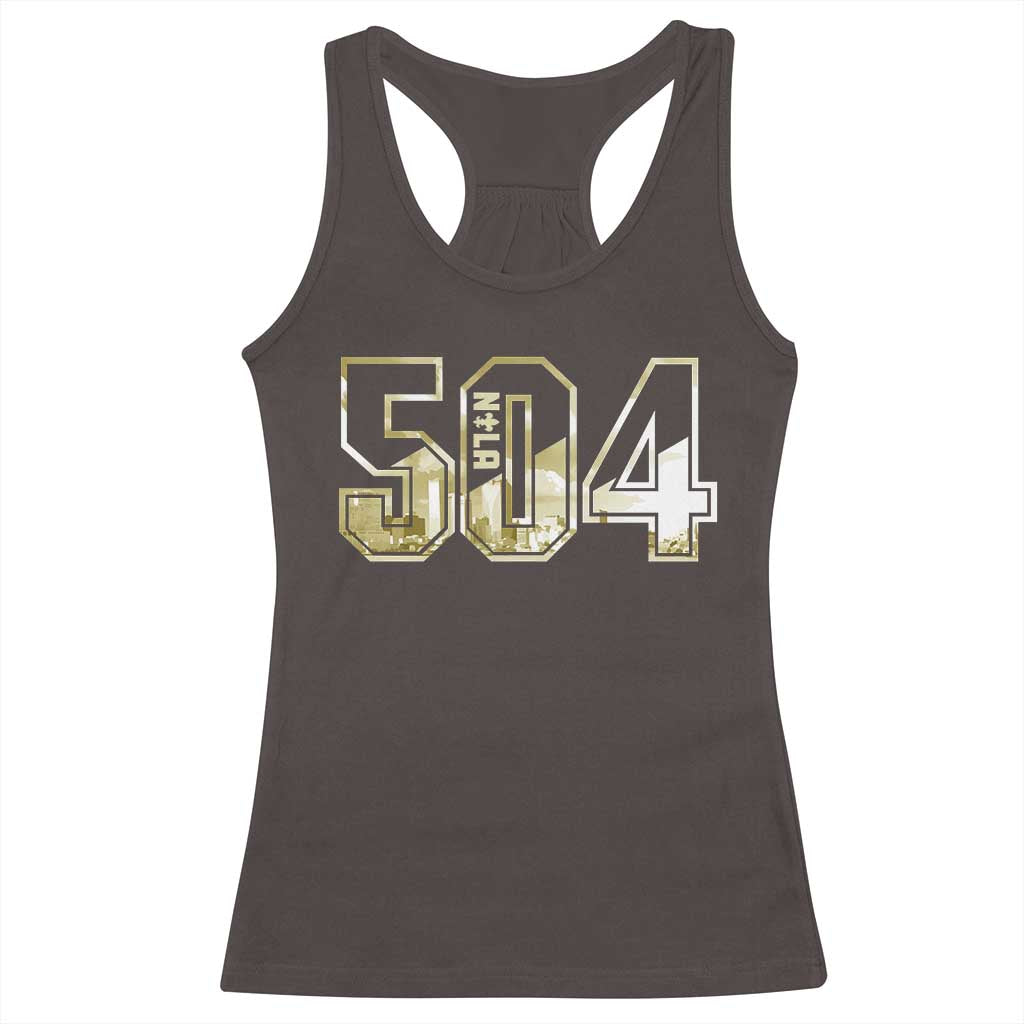 504 NOLA New Orleans Louisiana Racerback Tank Top TS09 Dark Chocolate Print Your Wear