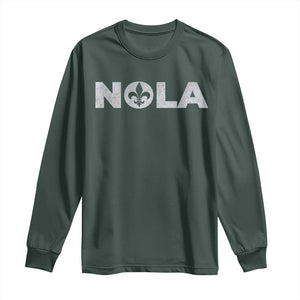 NOLA New Orleans Louisiana Long Sleeve Shirt TS09 Dark Forest Green Print Your Wear