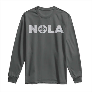 NOLA New Orleans Louisiana Long Sleeve Shirt TS09 Dark Heather Print Your Wear