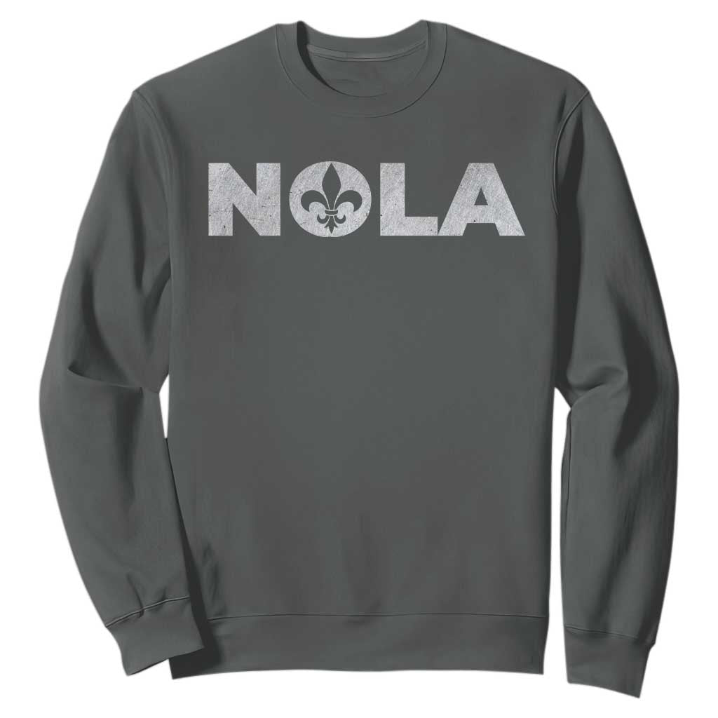 NOLA New Orleans Louisiana Sweatshirt TS09 Dark Heather Print Your Wear