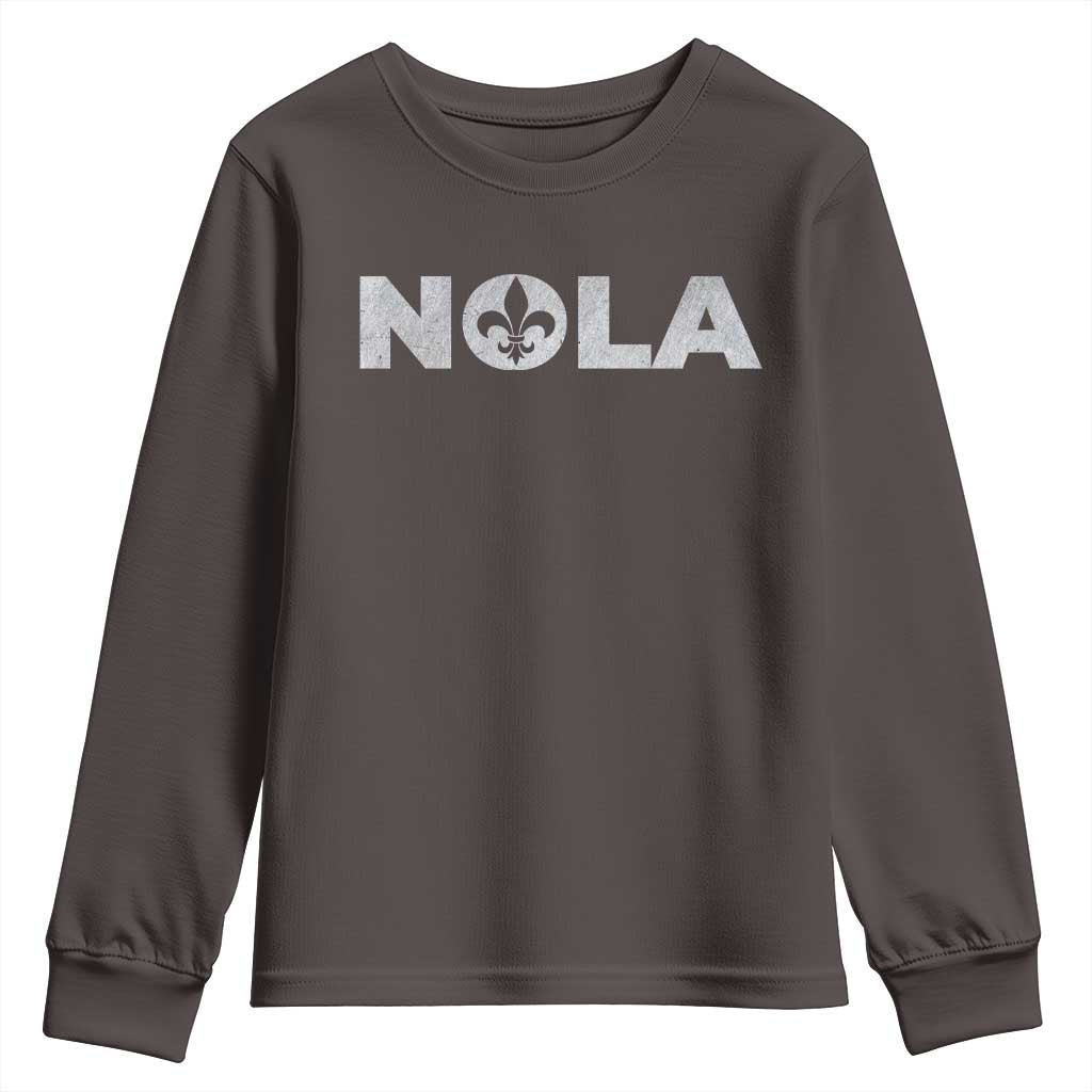 NOLA New Orleans Louisiana Youth Sweatshirt TS09 Dark Chocolate Print Your Wear