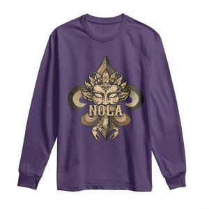 NOLA New Orleans Louisiana Long Sleeve Shirt Mardi Gras Mask Fleur De Lis TS09 Purple Print Your Wear