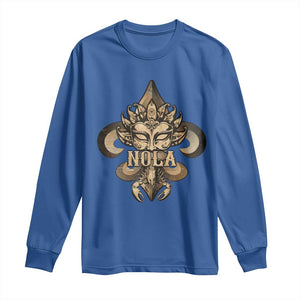 NOLA New Orleans Louisiana Long Sleeve Shirt Mardi Gras Mask Fleur De Lis TS09 Royal Blue Print Your Wear