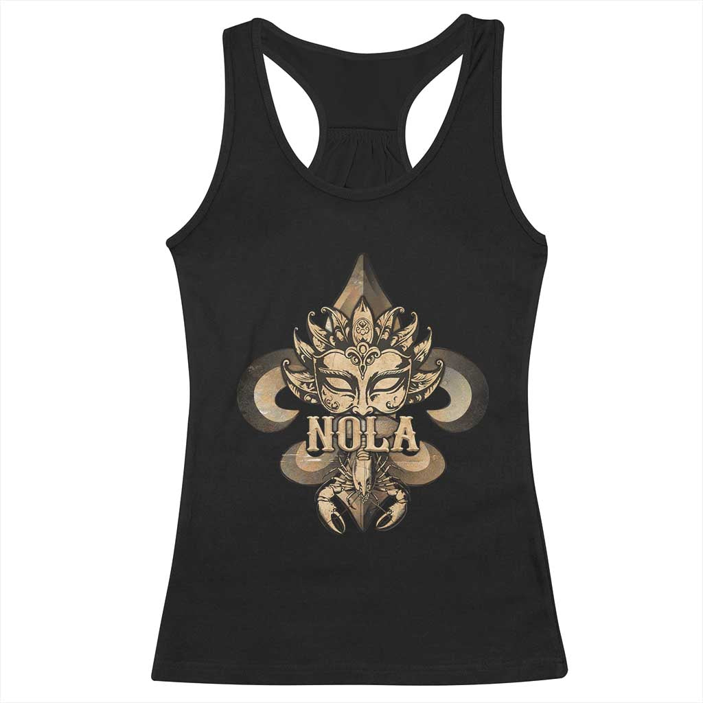 NOLA New Orleans Louisiana Racerback Tank Top Mardi Gras Mask Fleur De Lis TS09 Black Print Your Wear