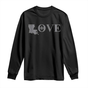 LOVE Louisiana Long Sleeve Shirt Fleur De Lis LA Map TS09 Black Print Your Wear