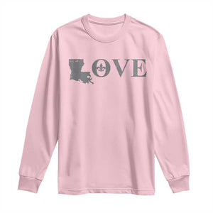 LOVE Louisiana Long Sleeve Shirt Fleur De Lis LA Map TS09 Light Pink Print Your Wear